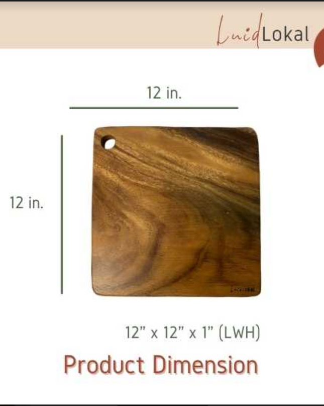 Luid Lokal Square Chopping Board with Hole Acacia Wood