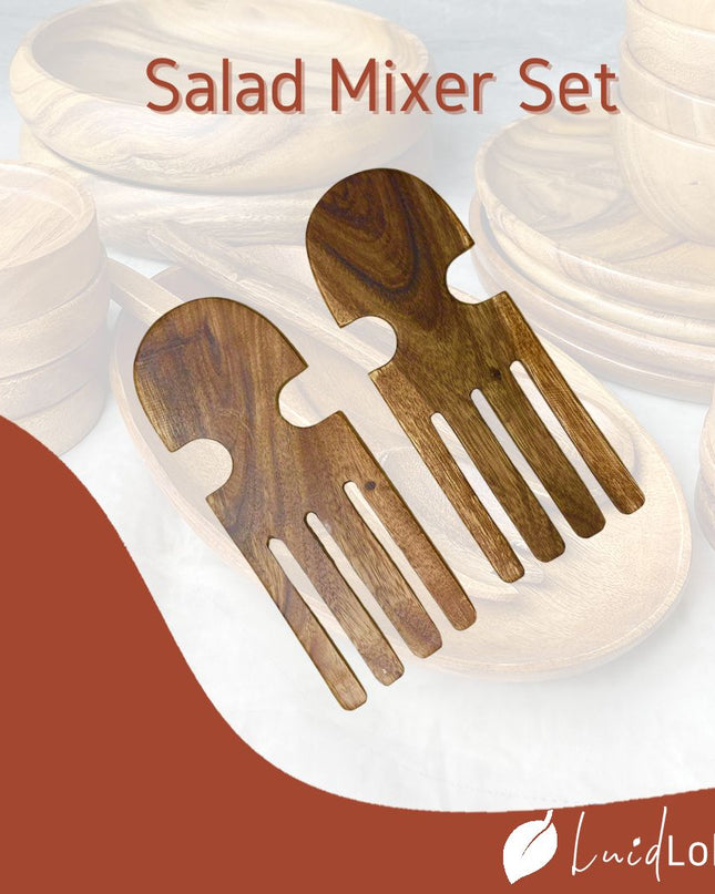 Luid Lokal Salad Mixer Set Acacia Wood