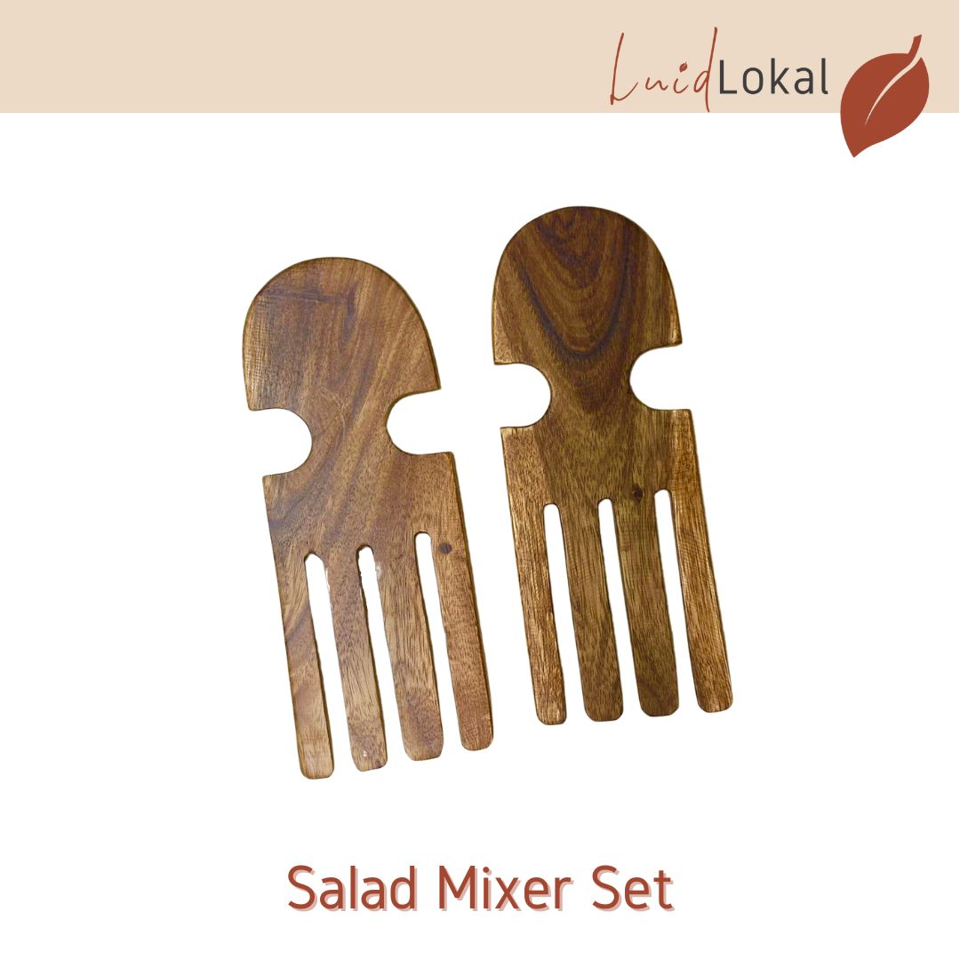 Luid Lokal Salad Mixer Set Acacia Wood