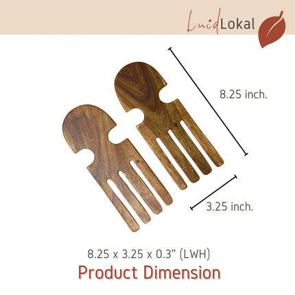 Luid Lokal Salad Bowl Server Set Acacia Wood
