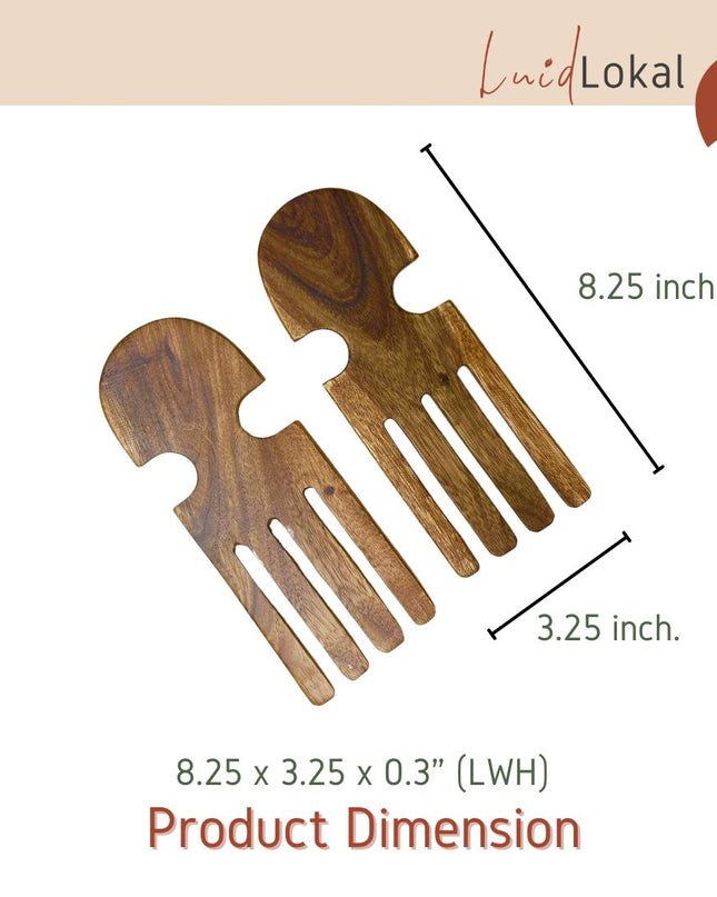 Luid Lokal Salad Bowl Server Set Acacia Wood
