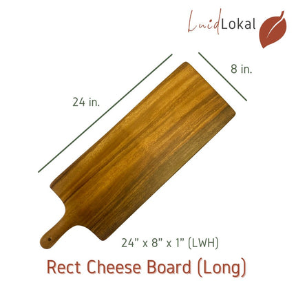 Luid Lokal Cheese Board Rectangle with Handle Round Serving Board Sandwich Bread Acacia Wood