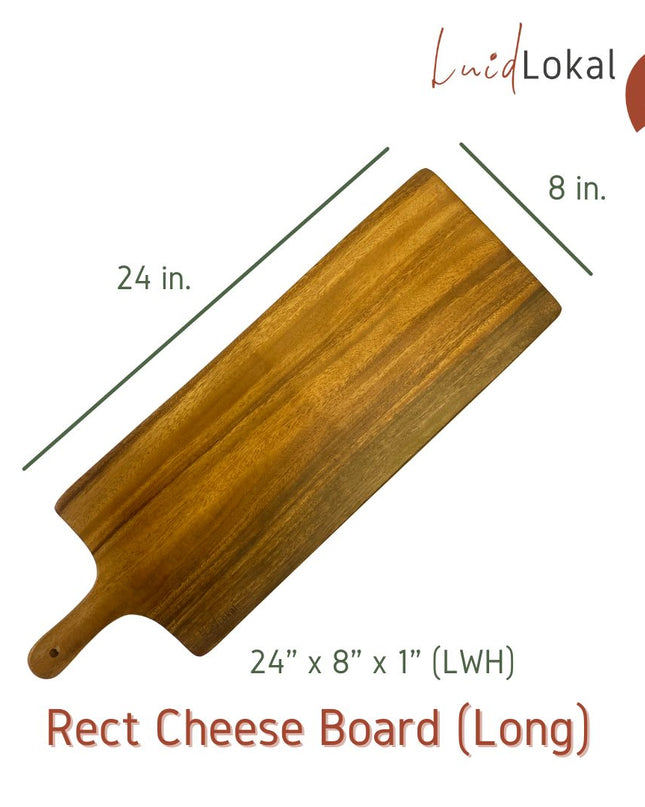 Luid Lokal Cheese Board Rectangle with Handle Round Serving Board Sandwich Bread Acacia Wood