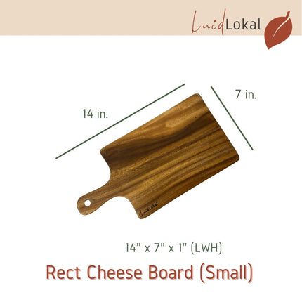 Luid Lokal Cheese Board Rectangle with Handle Round Serving Board Sandwich Bread Acacia Wood
