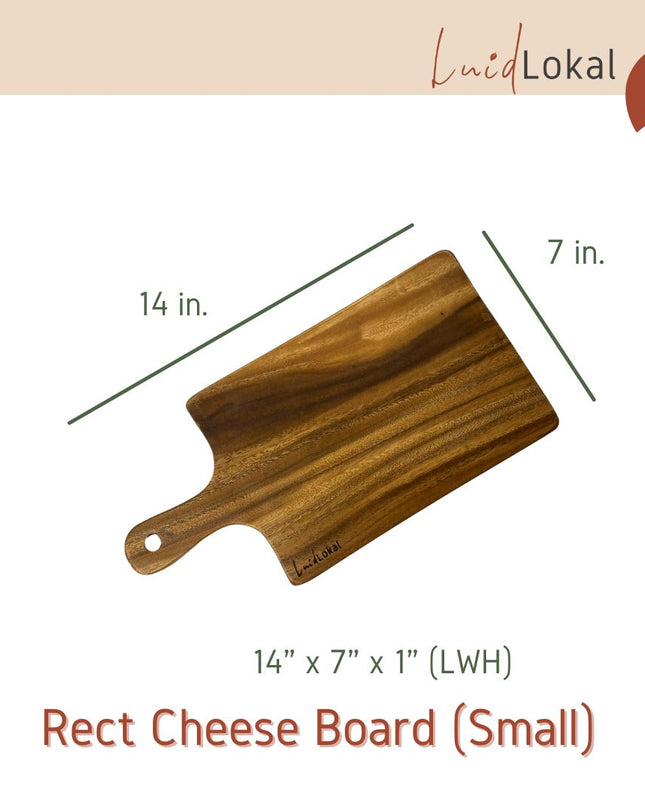 Luid Lokal Cheese Board Rectangle with Handle Round Serving Board Sandwich Bread Acacia Wood