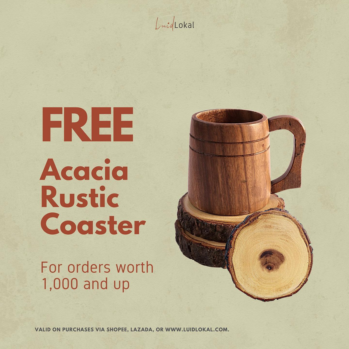 Luid Lokal Rustic Coaster Acacia Wood Slice