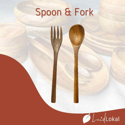 Luid Lokal Spoon and Fork Set Dining Mukbang Acacia Wood