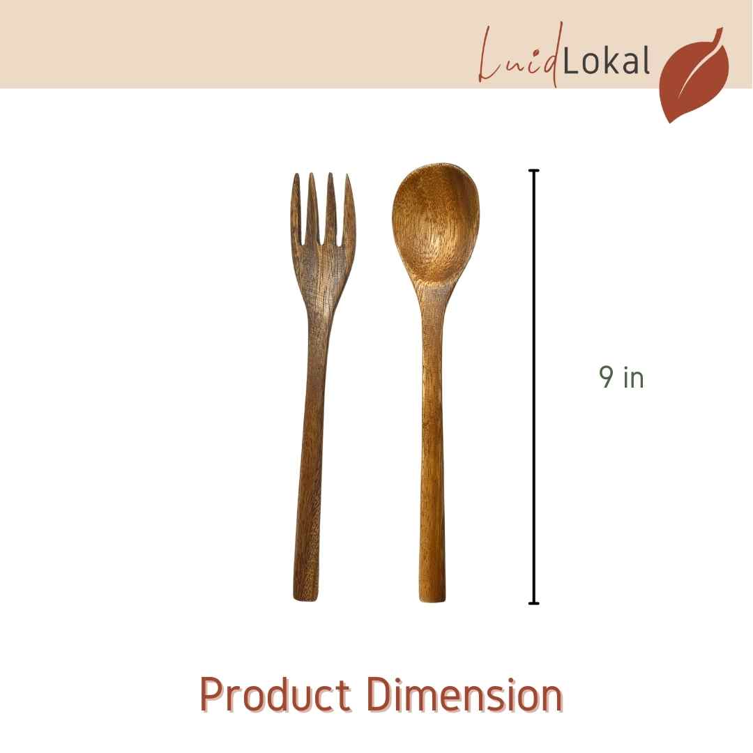 Luid Lokal Spoon and Fork Set Dining Mukbang Acacia Wood
