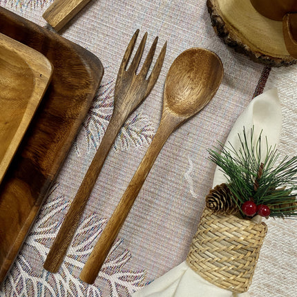 Luid Lokal Spoon and Fork Set Dining Mukbang Acacia Wood