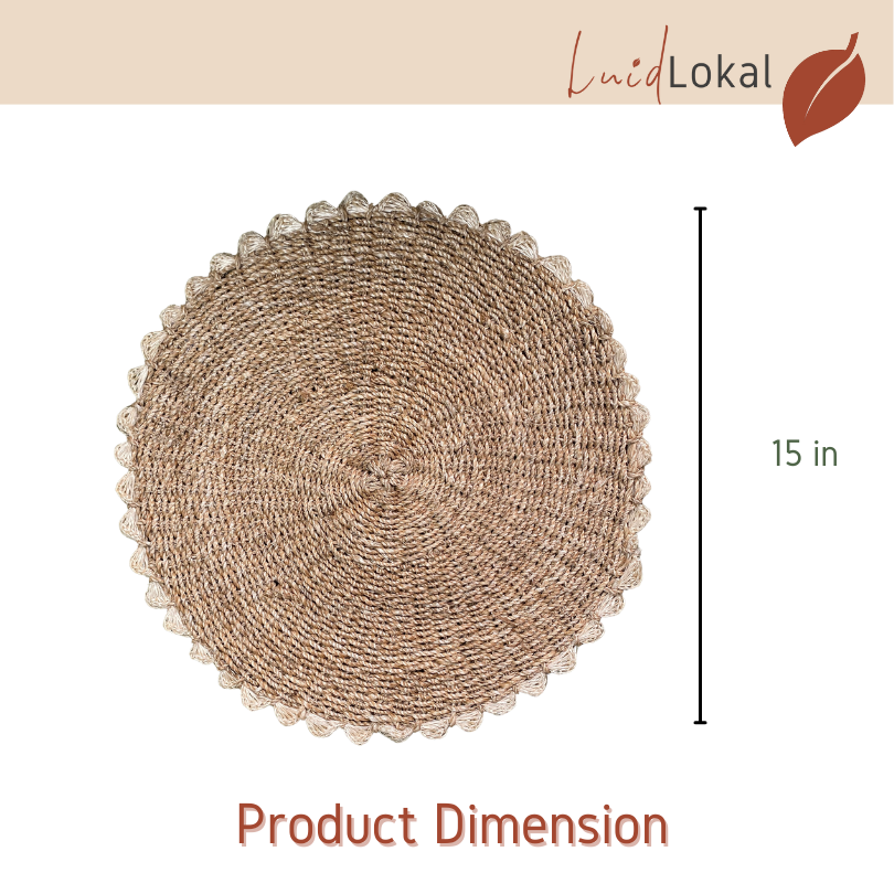 LUID LOKAL PLACEMAT CHARGER BRAIDED WOVEN ROPE NATURAL ABACA