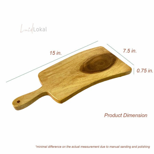 Luid Lokal Knife Chopping Board with Handle Irregular Shape Cheese Serving Platter Acacia Wood
