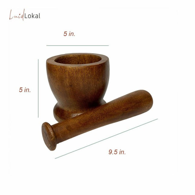 Luid Lokal Mortar and Pestle Grinder Crusher Acacia Wood