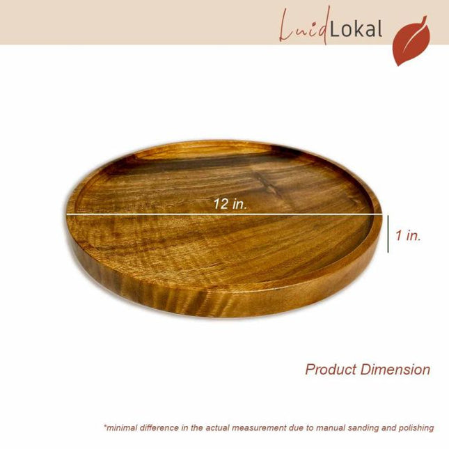 Luid Lokal Round Tray Platter Cheese Coffee Tea Serving Tray Acacia Wood