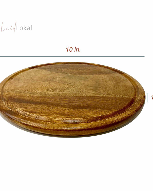 Luid Lokal Steak Board Round Cutting Board with Juice Groove Kitchen Chopping Board for Meat Cheese and Vegetables Acacia Wood