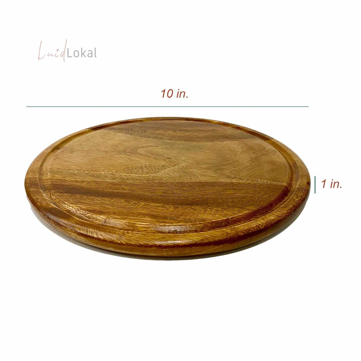 Luid Lokal Steak Board Round Cutting Board with Juice Groove Kitchen Chopping Board for Meat Cheese and Vegetables Acacia Wood