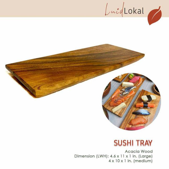 Luid Lokal Sushi Tray Cheese Dessert Serving Board Candle Tray Acacia Wood