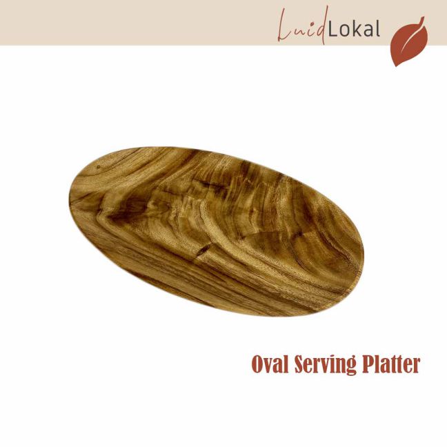 Luid Lokal Oval Serving Platter Appetizer Acacia Wood